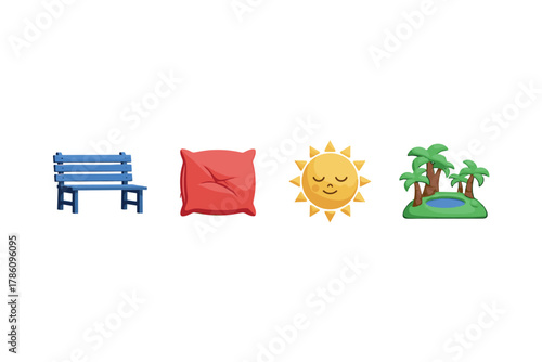 Relaxation and outdoor leisure icons for nature-themed designs