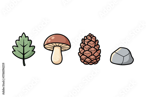 Nature exploration icons for outdoor adventure and education design