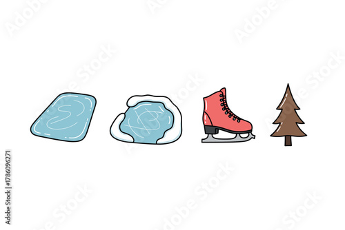 Winter sports and nature icons for seasonal design projects
