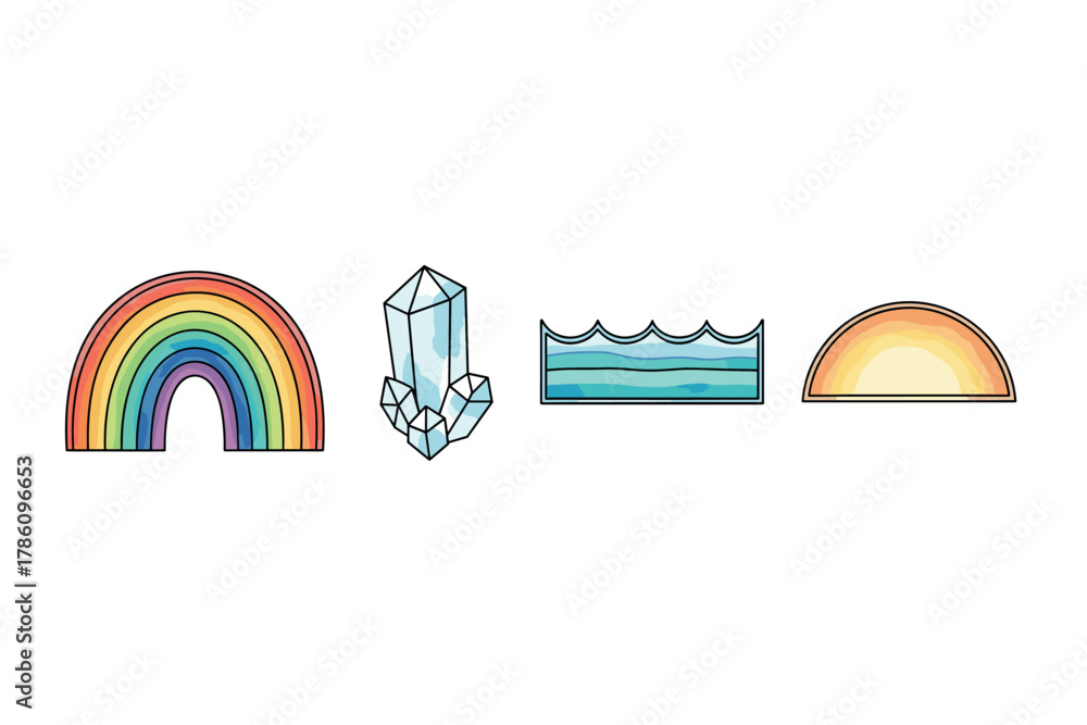Obraz premium Mystical nature icons for spiritual and design use