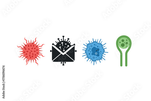 Microbiology and viral infection icons for educational design