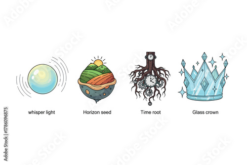 Fantasy elements icon set for artistic and creative design projects