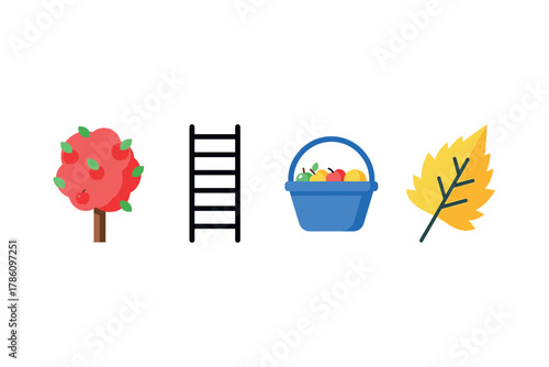 Autumn harvest and gardening icons for seasonal designs