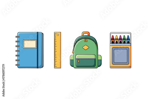 Back to school essentials icons for education and learning projects