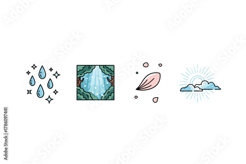 Nature and serenity icons for mindfulness and relaxation design
