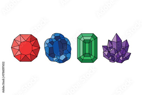 Exquisite gemstone icons for jewelry design and branding