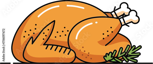 Roasted turkey with rosemary for thanksgiving day