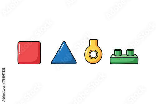 Colorful geometric shape icons for educational and creative design projects