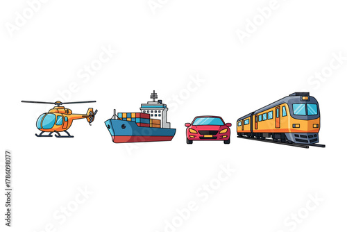 Transport and travel icon set for digital and print design