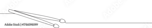 Continuous one line drawing of a pair of drumsticks. Concept of music, rhythm and percussion