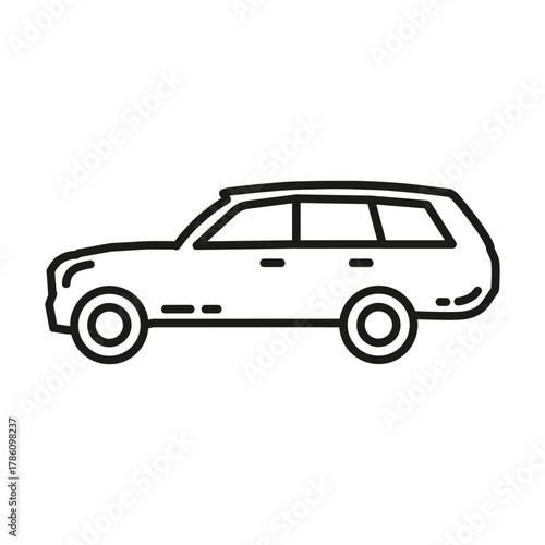 Black and white line drawing of a station wagon car