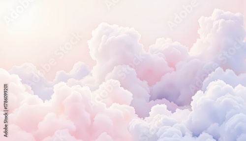 Dreamy Clouds Panorama Soft Pink and White Sky Background