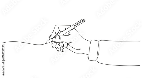 Hand drawing a line with pen