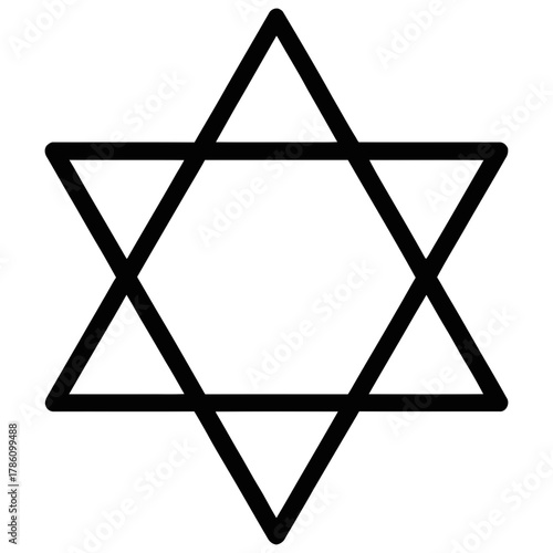 Star of David outline icon, minimalist black line Jewish symbol on white