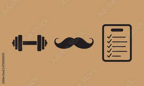 Men's health, fitness, and task checklist icons