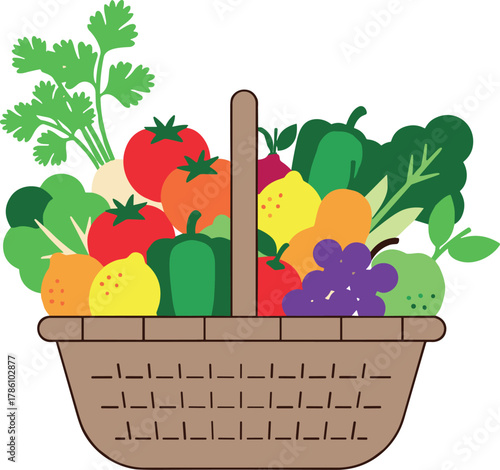 Fresh Produce Basket Illustration