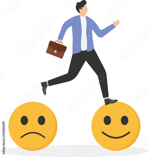 Development in work, career improvement, learning from mistakes for success, changing to right direction concept.
