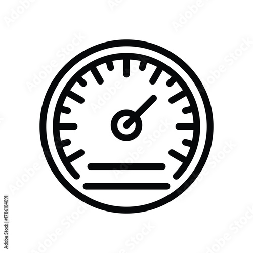 A circular gauge displays an upwardpointing needle over two horizontal lines