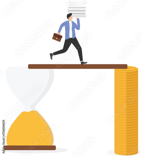 Flexible working hours, adjusting time according to workload, time management for efficient productivity concept. 

