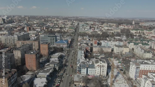 Wallpaper Mural Aerial view of urban landscape with wide street and buildings Torontodigital.ca