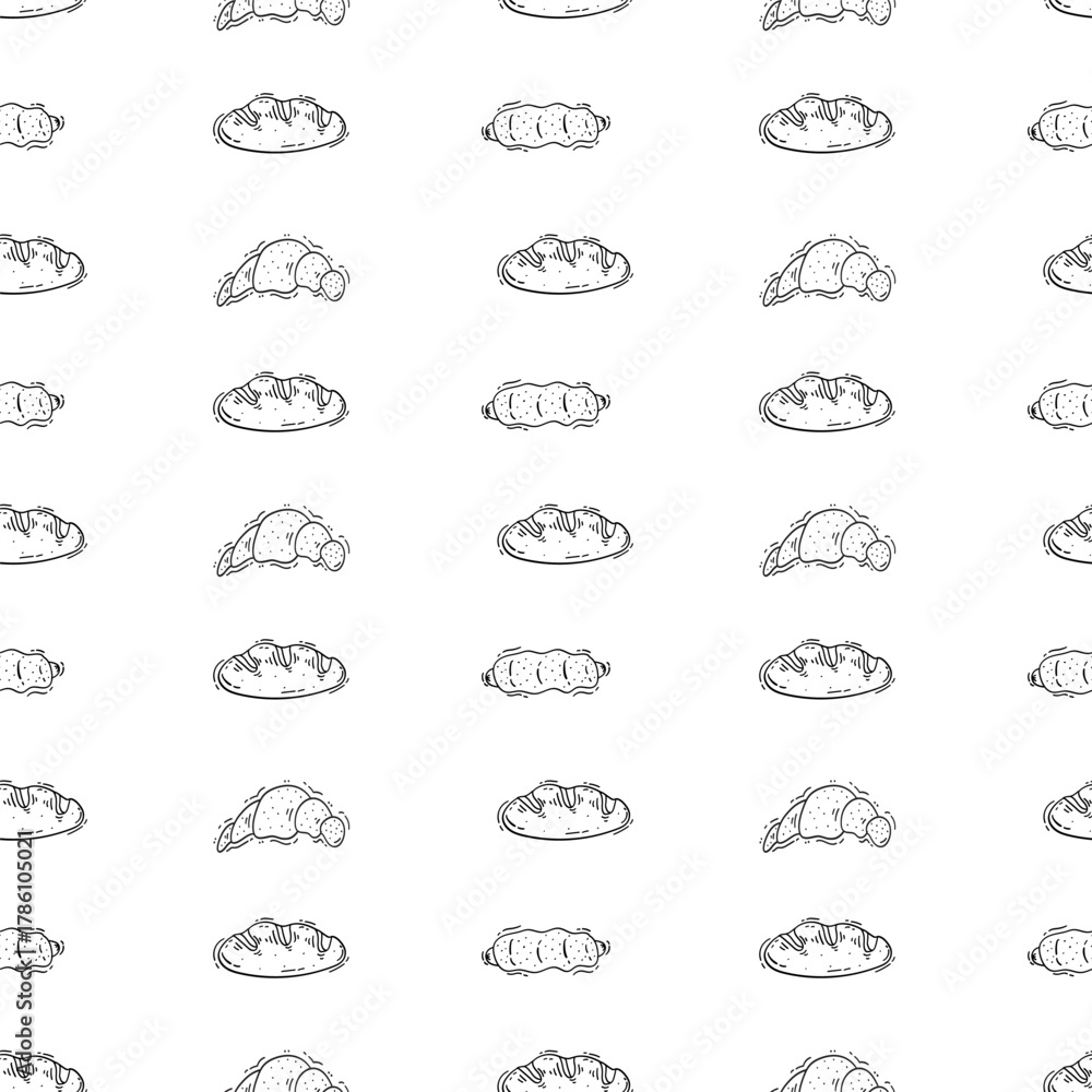 Obraz premium Hand Drawn Bread seamless pattern background