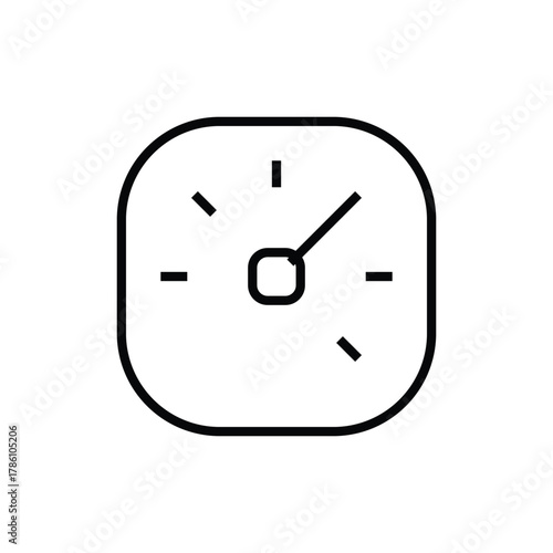 A minimalist line drawing of a square clock