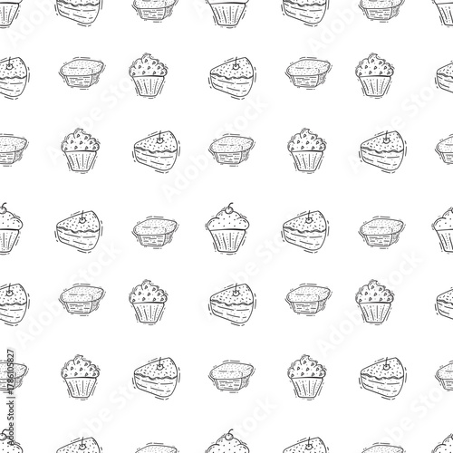 Hand Drawn Bread seamless pattern background