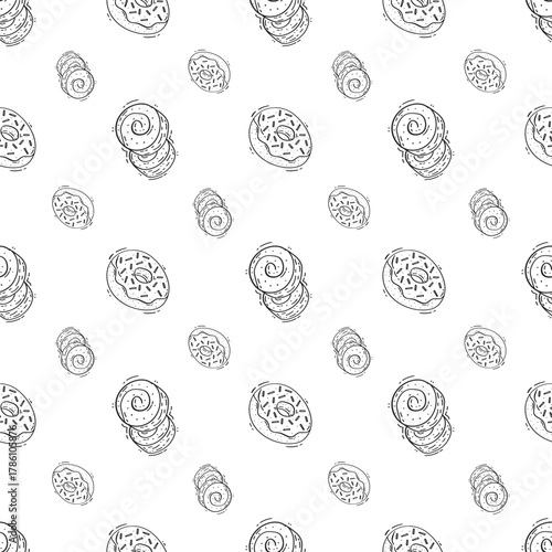 Hand Drawn Bread seamless pattern background