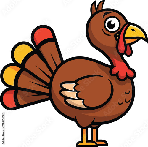 Cartoon turkey, thanksgiving holiday illustration