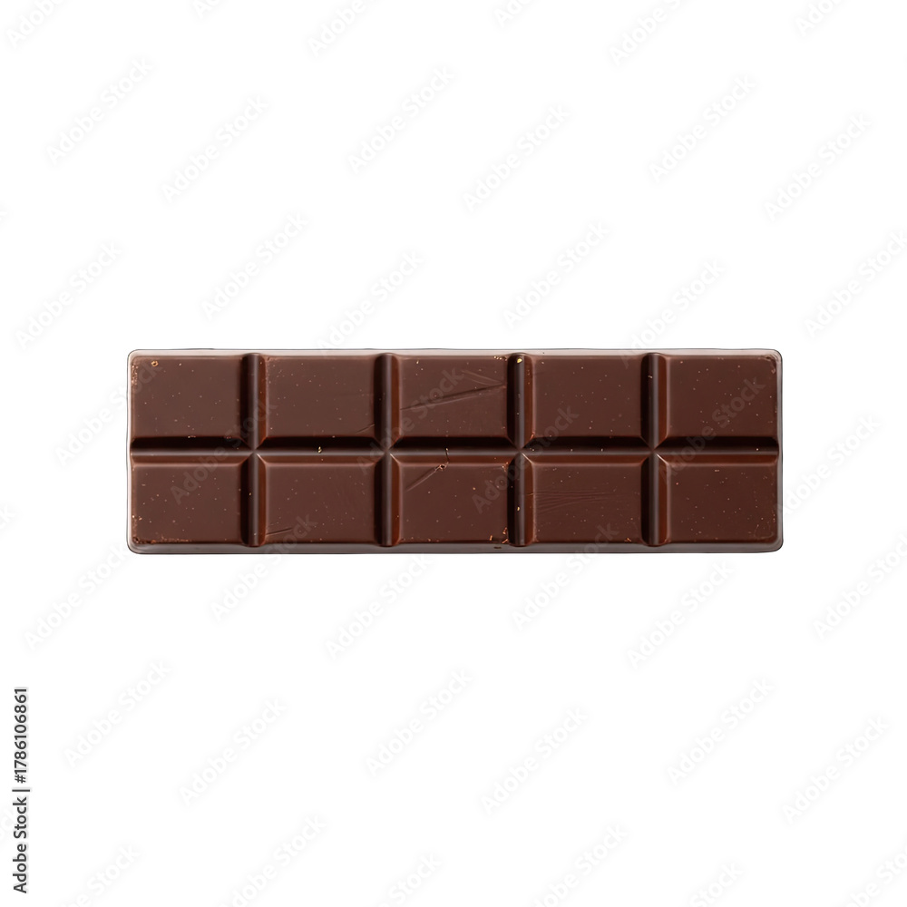 Fototapeta premium Dark chocolate bar with ten squares on a black background studio shot with soft lighting