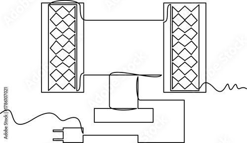 one line art Electric Sirene vector illustration. line art, one continuous line, simple, hand drawn and sketch style. for icons, symbols, signs or logos. PNG