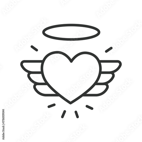 Innocence heart icon in line design. innocence, compassion, mercy, acquittal, virtue, goodwill, absolved, pure heart on white background vector. Innocence editable stroke icon - AI generated