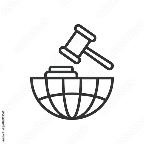 Diplomatic justice icon in line design. diplomatic, negotiation, international law, treaty, arbitration, geopolitics on white background vector. Diplomatic editable stroke icon - AI generated