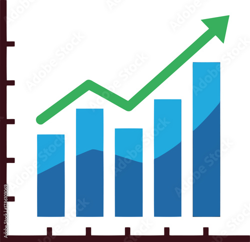 Blue bars chart with green upward arrow graph growth Free Download Blue bars chart with green upward arrow graph growth - GFXLoad