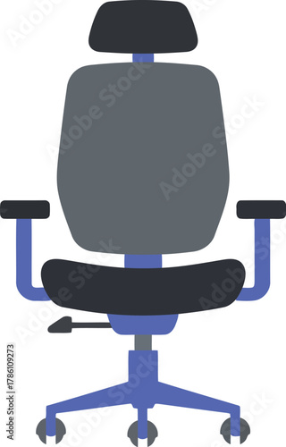 Ergonomic office chair with adjustable headrest and armrests vector