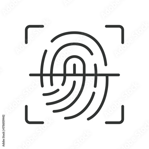 Identification icon in line design. identification, fingerprint, biometrics, identity proof, forensics, security on white background vector. Identification editable stroke icon - AI generated