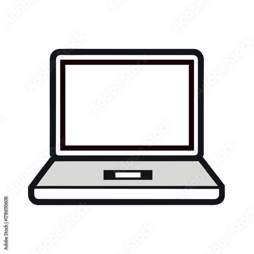 Laptop Vector Icon, Minimal Line Notebook Computer, Isolated on White Background