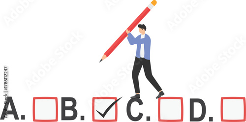 Choosing the best option for life, selecting the most likely choice for success, career path decision, business opportunity concept,
