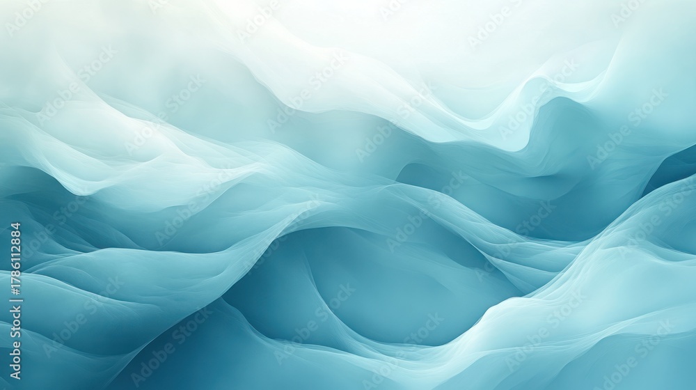 Obraz premium Abstract art featuring soft, flowing, layered forms in shades of blue and white