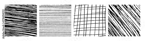 Set of monochrome hand-drawn crosshatch textures