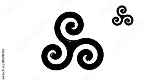 Celtic Triskele, black isolated silhouette