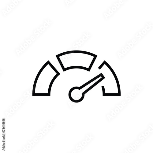 Speedometer icon showcasing a gauge with an indicator pointing right within a segmented arc