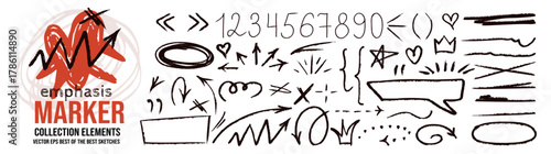 Bold paint marker strokes with crown spark and star arrow number underline elements.