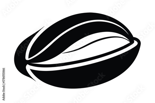 pistachio nut black and white silhouette on white background