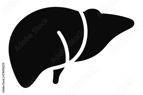 Black human liver diagram presents a simplified and informative anatomical concept