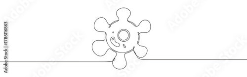 Continuous one line drawing of a generic cell or virus. Concept of microbiology, science and medicine