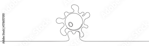 Continuous one line drawing of a generic cell or virus. Concept of microbiology, science and medicine