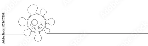 Continuous one line drawing of a generic cell or virus. Concept of microbiology, science and medicine
