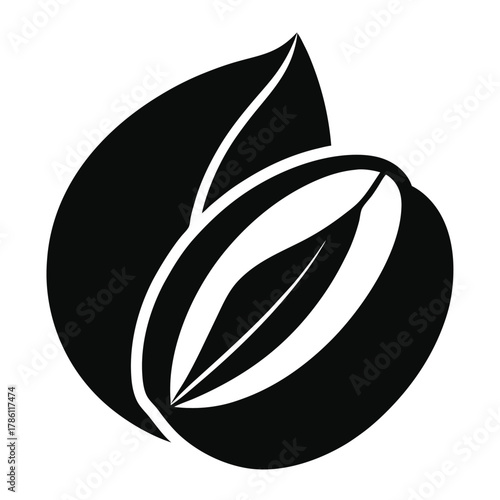 pistachio nut black and white silhouette on white background