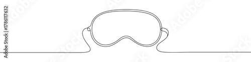Continuous one line drawing of a sleeping mask. Concept of rest, relaxation and self-care